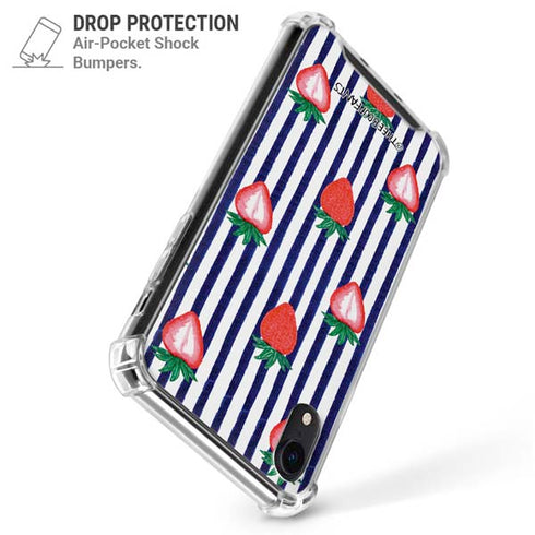 Bouffants and Broken Hearts Strawberries and Stripes iPhone XR Clear Case