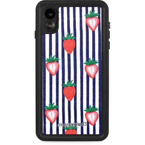 Bouffants and Broken Hearts Strawberries and Stripes iPhone XR Waterproof Case