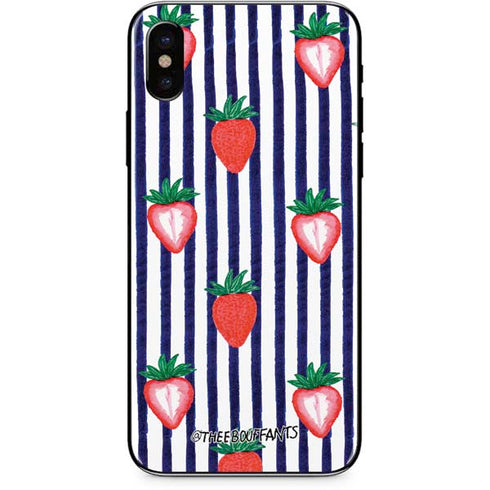 Bouffants and Broken Hearts Strawberries and Stripes iPhone XS Skin