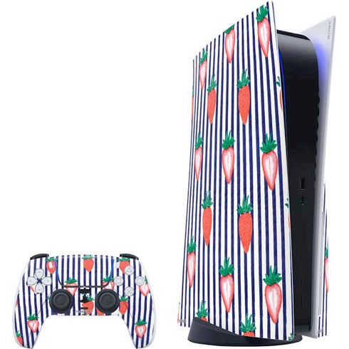 Bouffants and Broken Hearts Strawberries and Stripes PS5 Bundle Skin