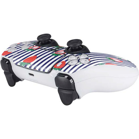 Bouffants and Broken Hearts Strawberries and Stripes PS5 Controller Skin