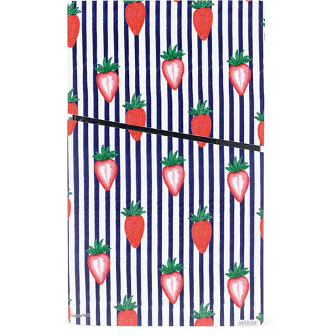 Bouffants and Broken Hearts Strawberries and Stripes PS5 Slim Digital Edition Console Skin