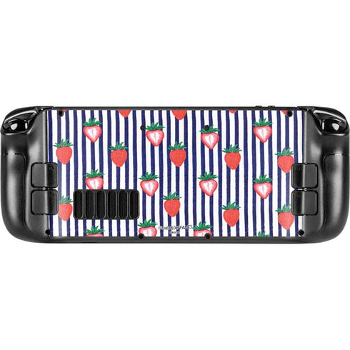 Bouffants and Broken Hearts Strawberries and Stripes Steam Deck Handheld Gaming Computer Skin