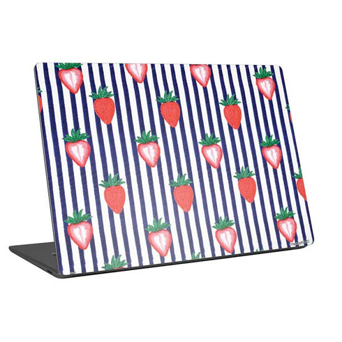 Bouffants and Broken Hearts Strawberries and Stripes Universal Laptop 11in (8.8 x 6.2in) Skin