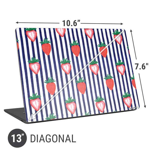 Bouffants and Broken Hearts Strawberries and Stripes Universal Laptop 13in (10.6 x 7.6in) Skin