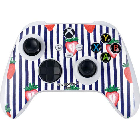 Bouffants and Broken Hearts Strawberries and Stripes Xbox Series S Controller Skin