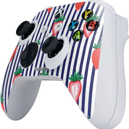 Bouffants and Broken Hearts Strawberries and Stripes Xbox Series S Controller Skin