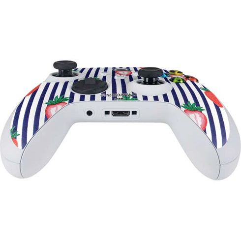 Bouffants and Broken Hearts Strawberries and Stripes Xbox Series S Controller Skin