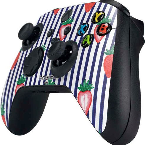Bouffants and Broken Hearts Strawberries and Stripes Xbox Series X Controller Skin