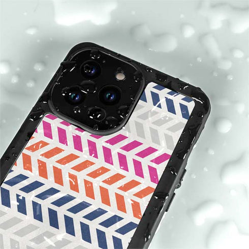 Striped Chevron iPhone 14 Pro Waterproof Case