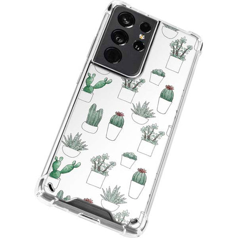 Succulent Pattern Galaxy S21 Ultra 5G Clear Case