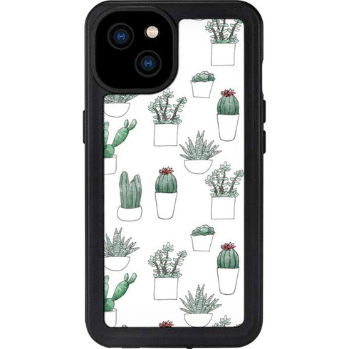 Succulent Pattern iPhone 15 Plus Waterproof Case