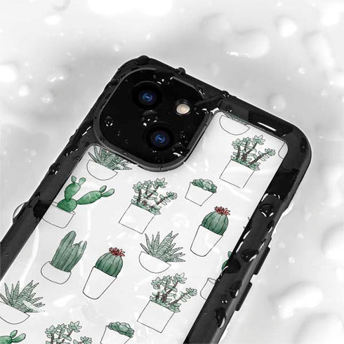 Succulent Pattern iPhone 15 Plus Waterproof Case