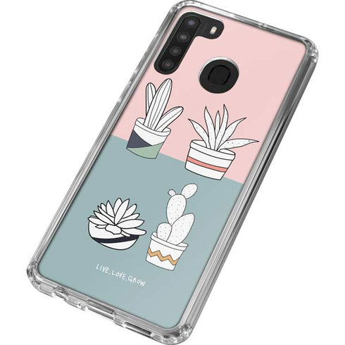 Succulent Sketch Galaxy A21 Clear Case