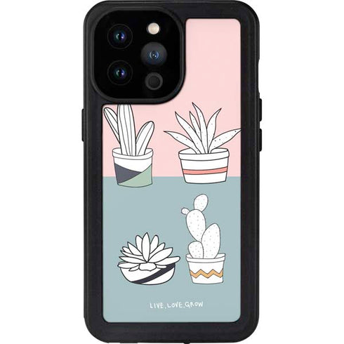 Succulent Sketch iPhone 14 Pro Max Waterproof Case