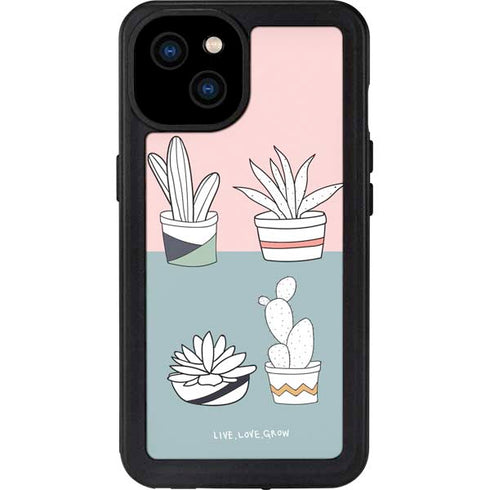 Succulent Sketch iPhone 15 Plus Waterproof Case