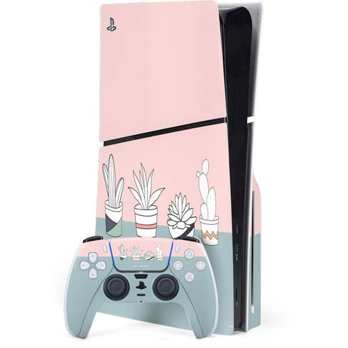 Succulent Sketch PS5 Slim Disk Bundle Skin