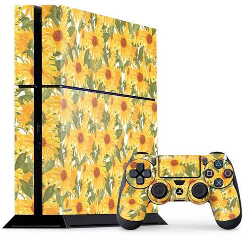 Bouffants and Broken Hearts Sunflowers PS4 Console and Controller Bundle Skin