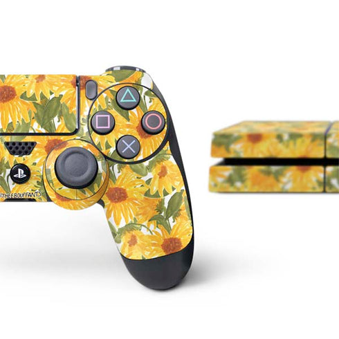 Bouffants and Broken Hearts Sunflowers PS4 Console and Controller Bundle Skin