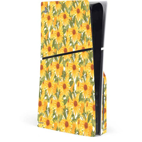 Bouffants and Broken Hearts Sunflowers PS5 Slim Disk Console Skin
