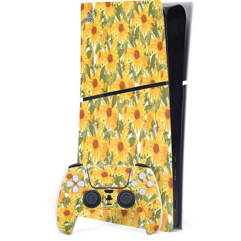Bouffants and Broken Hearts Sunflowers PS5 Slim Digital Edition Console Skin