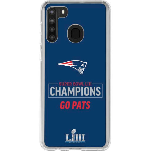 NFL Super Bowl LIII Champions Go Pats Galaxy A21 Clear Case