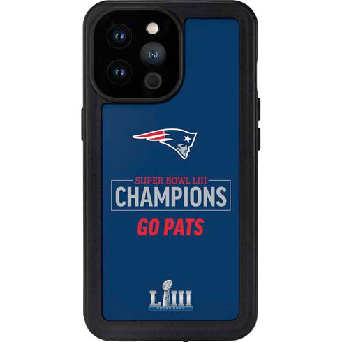 NFL Super Bowl LIII Champions Go Pats iPhone 14 Pro Max Waterproof Case
