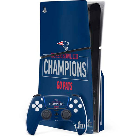NFL Super Bowl LIII Champions Go Pats PS5 Slim Disk Bundle Skin
