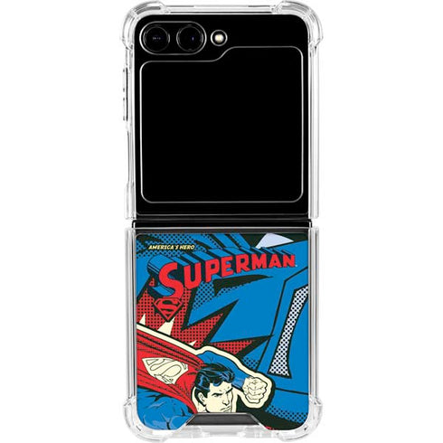 DC Comics Superman America's Hero Galaxy Z Flip5 5G Clear Case