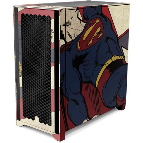 DC Comics Superman Vintage Pose American Flag Corsair 4000D Tempered Glass Mid-Tower ATX Case Skin
