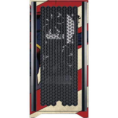 DC Comics Superman Vintage Pose American Flag Corsair 4000D Tempered Glass Mid-Tower ATX Case Skin