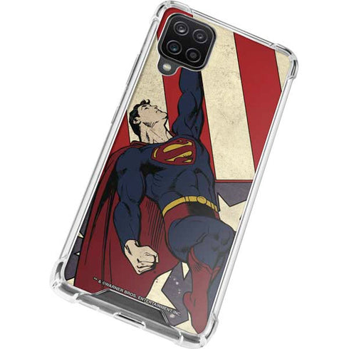 DC Comics Superman Vintage Pose American Flag Galaxy A12 Clear Case