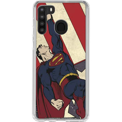 DC Comics Superman Vintage Pose American Flag Galaxy A21 Clear Case