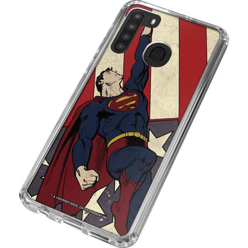 DC Comics Superman Vintage Pose American Flag Galaxy A21 Clear Case