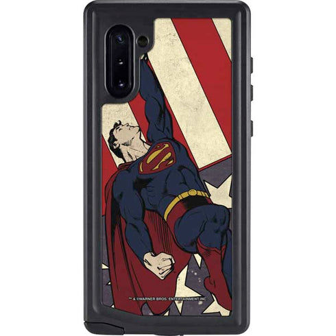 DC Comics Superman Vintage Pose American Flag Galaxy Note 10 Waterproof Case