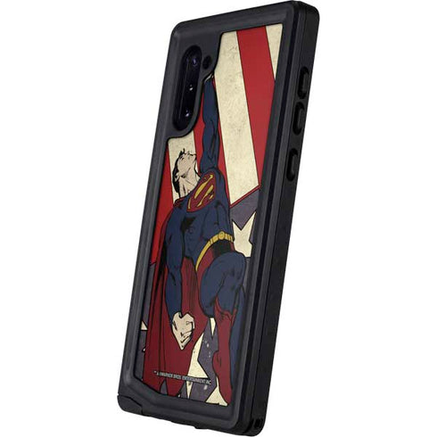 DC Comics Superman Vintage Pose American Flag Galaxy Note 10 Waterproof Case