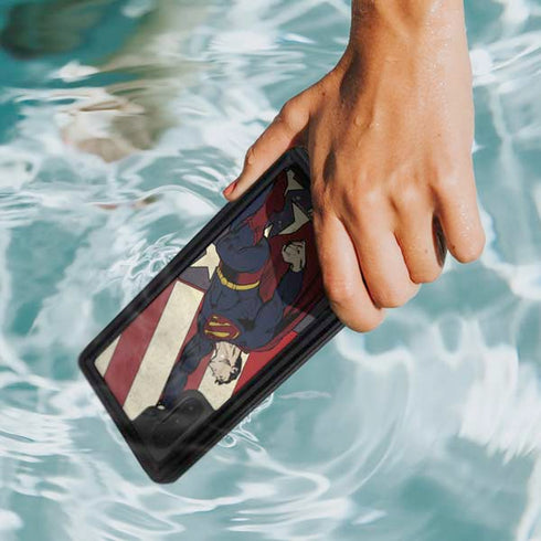DC Comics Superman Vintage Pose American Flag Galaxy Note 10 Waterproof Case