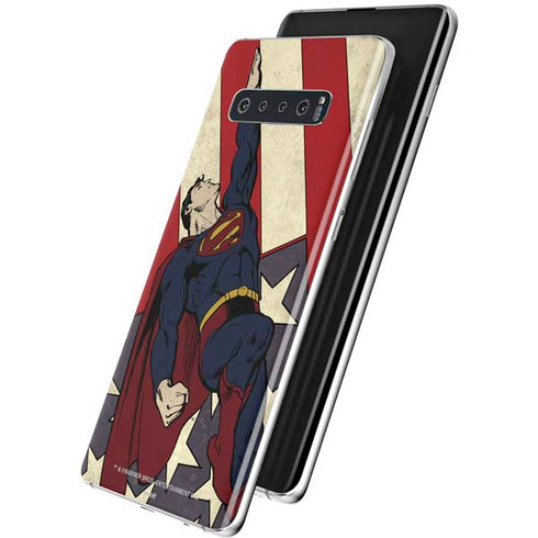 DC Comics Superman Vintage Pose American Flag Galaxy S10 Plus Skin