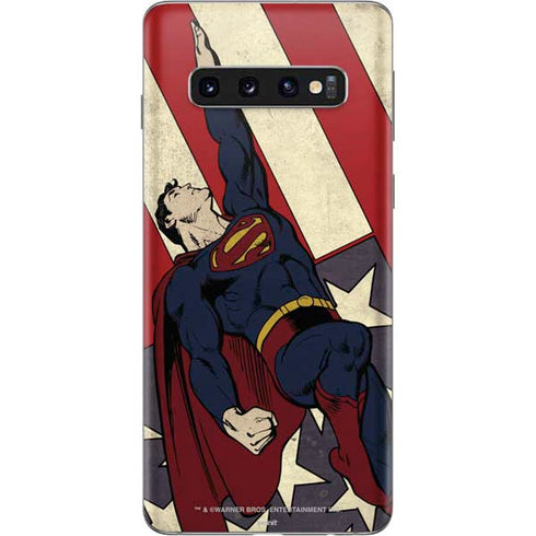 DC Comics Superman Vintage Pose American Flag Galaxy S10 Skin