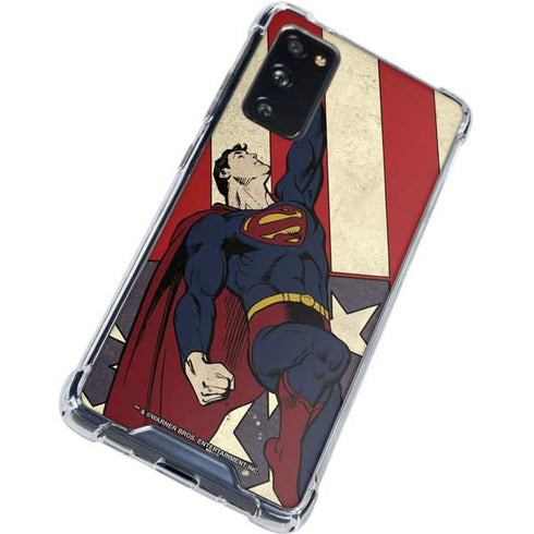 DC Comics Superman Vintage Pose American Flag Galaxy S20 FE Clear Case