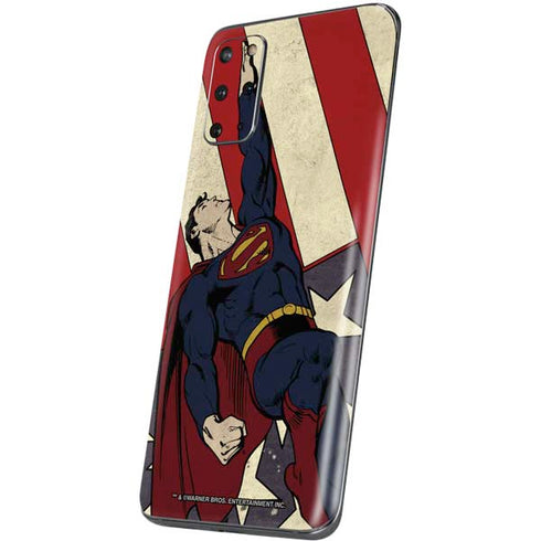 DC Comics Superman Vintage Pose American Flag Galaxy S20 Plus Skin
