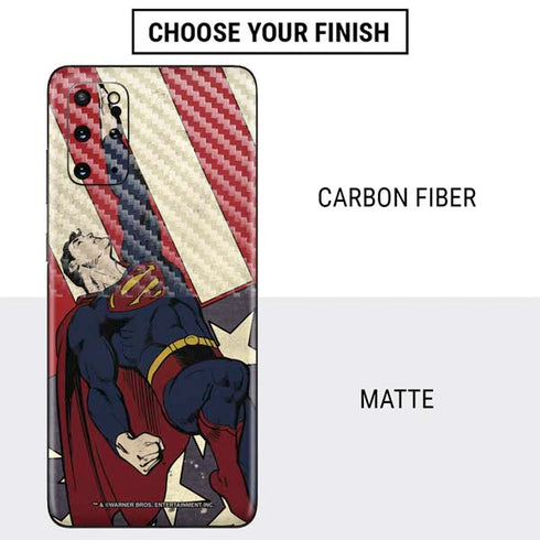 DC Comics Superman Vintage Pose American Flag Galaxy S20 Plus Skin
