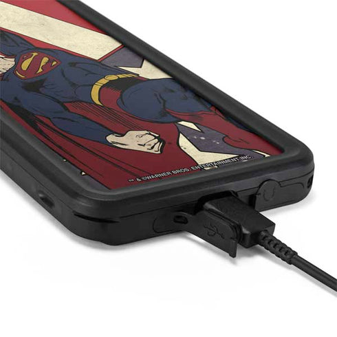 DC Comics Superman Vintage Pose American Flag Galaxy S20 Plus Waterproof Case