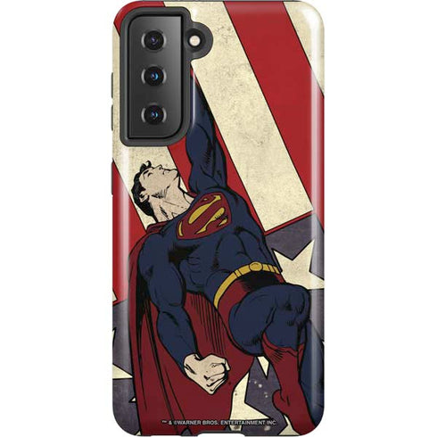 DC Comics Superman Vintage Pose American Flag Galaxy S21 5G Pro Case