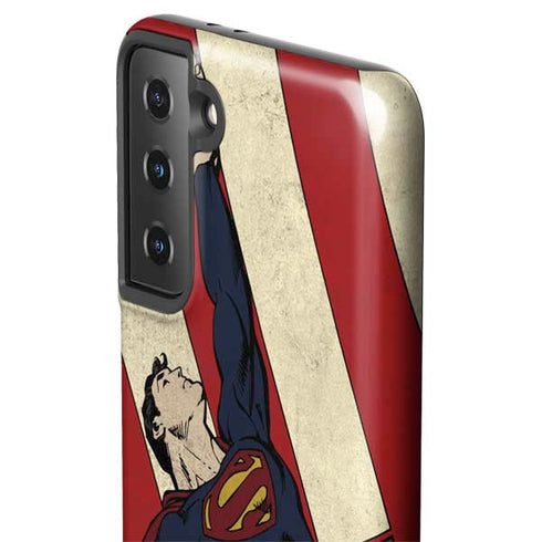 DC Comics Superman Vintage Pose American Flag Galaxy S21 Plus 5G Pro Case