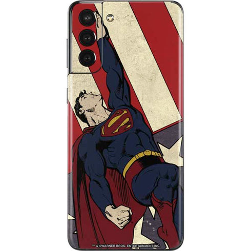 DC Comics Superman Vintage Pose American Flag Galaxy S21 Plus 5G Skin