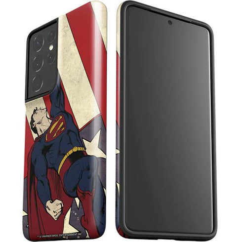 DC Comics Superman Vintage Pose American Flag Galaxy S21 Ultra 5G Pro Case