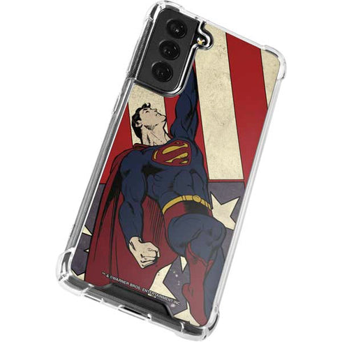 DC Comics Superman Vintage Pose American Flag Galaxy S22 Plus Clear Case