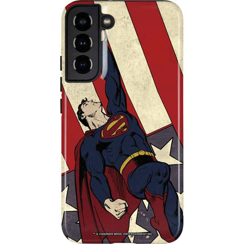 DC Comics Superman Vintage Pose American Flag Galaxy S22 Plus Pro Case