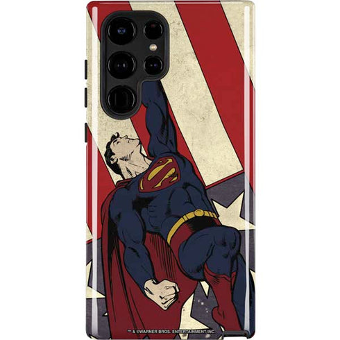 DC Comics Superman Vintage Pose American Flag Galaxy S22 Ultra Pro Case